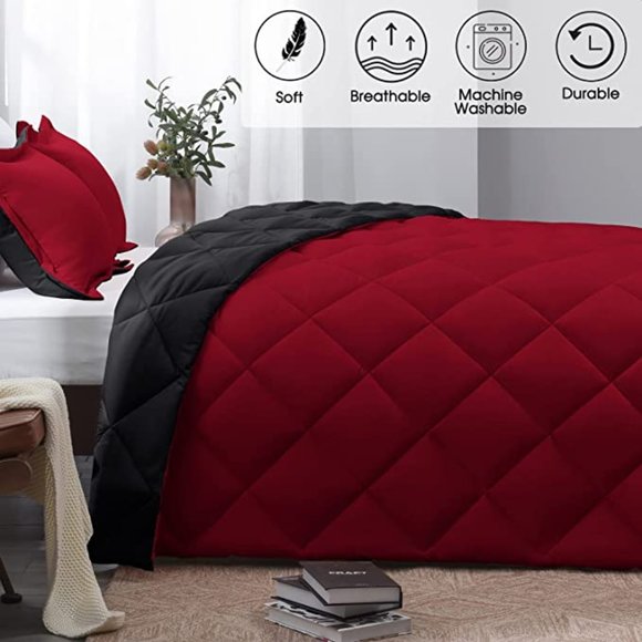 New Queen or  King Size Comforter Set -  Reversible Down Alternative - Picture 1 of 4